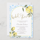 Chic Watercolor Lemons Bridal Shower  Kaart (Voorkant)