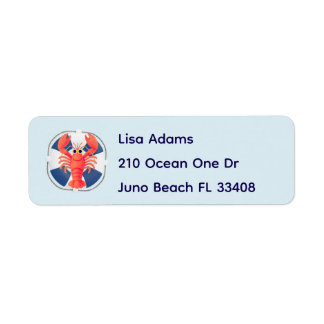 Chic Watercolor Lobster & Lifebuoy Birthday Etiket