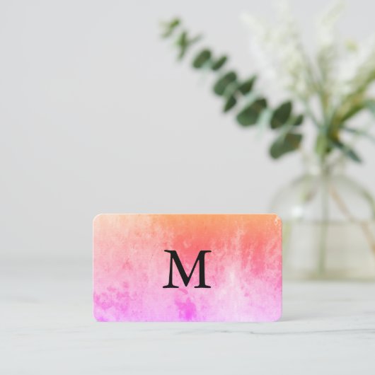 Chic Watercolor met Monogram Visitekaartje (Staand voorkant)