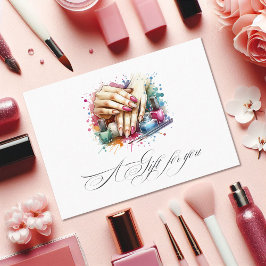 Chic Watercolor Nagelsalon Cadeaubewijs Visitekaartje