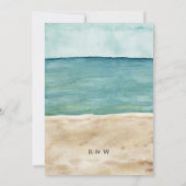Chic Watercolor Oceaan Strand Zand Nautilus Huweli Kaart (Achterkant)