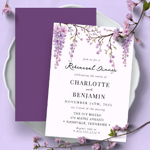 Chic Watercolor Wisteria Tak Rehearsaal Dinner Kaart