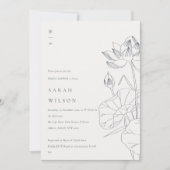 Chic Waterlily Floral Sketch Vrijgezellenfeest Inv Bedankkaart (Voorkant)