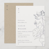 Chic Waterlily Floral Sketch Vrijgezellenfeest Inv Bedankkaart (Voorkant / Achterkant)