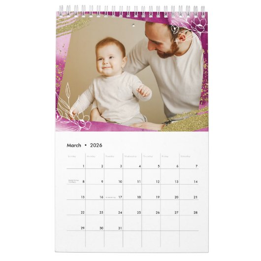 Chic Waterverf aangepaste foto 2022-reeks Kalender (Mar 2026)