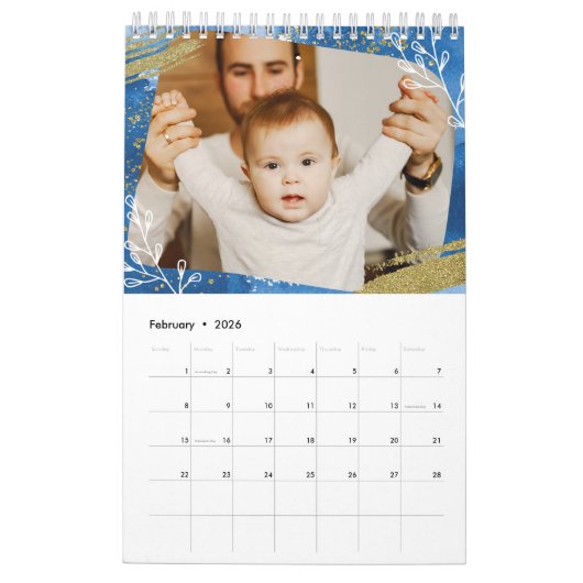 Chic Waterverf aangepaste foto 2022-reeks Kalender (Feb 2026)