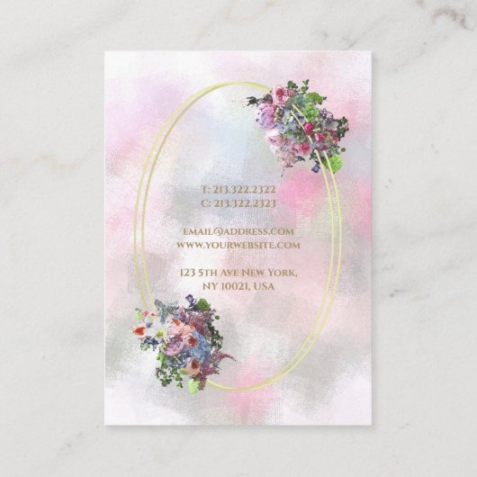 Chic Waterverf Abstracte Flowers Gold Lijst Modern Visitekaartje (Achterkant)