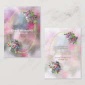 Chic Waterverf Abstracte Flowers Gold Lijst Modern Visitekaartje (Voorkant / Achterkant)