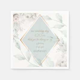 Chic Waterverf Alabaster Peony Flowers Servet