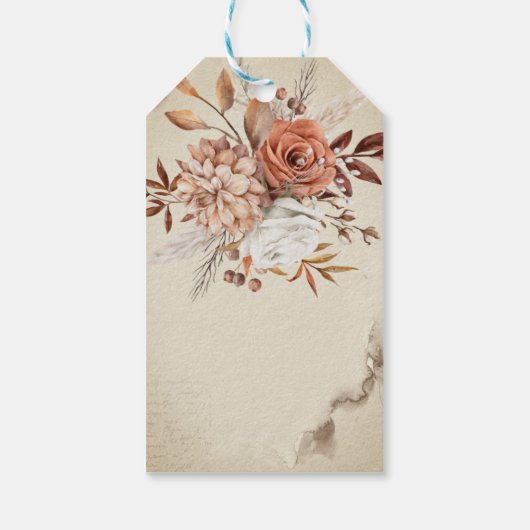 Chic Waterverf Autumn Flowers Cadeaulabel (Achterkant)
