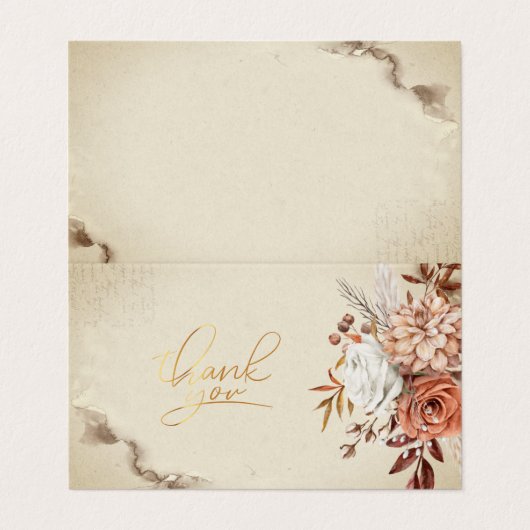Chic Waterverf Autumn Flowers Hartelijk dank Visitekaartje (Buitenkant ongevouwen)