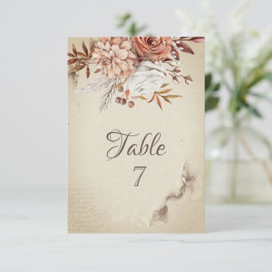 Chic Waterverf Autumn Flowers Kaart (Staand voorkant)