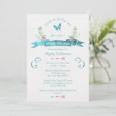 Chic Waterverf Banner Butterfly Vrijgezellenfeest Kaart (Staand voorkant)