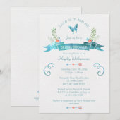 Chic Waterverf Banner Butterfly Vrijgezellenfeest Kaart (Voorkant / Achterkant)