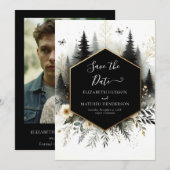 Chic Waterverf betoverd bos bruiloft Save The Date (Voorkant / Achterkant)