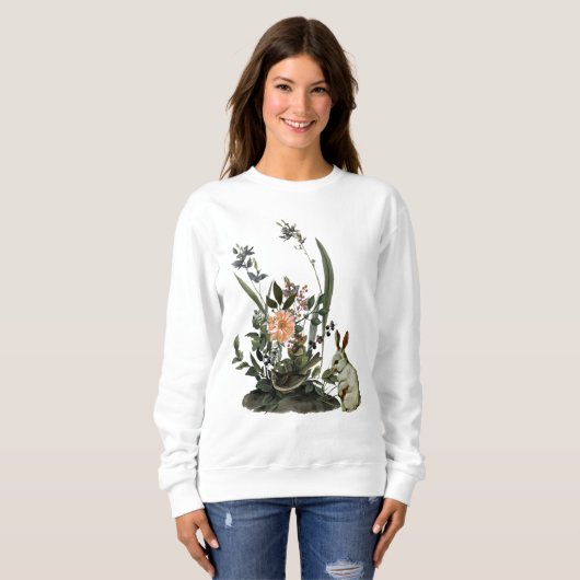 Chic Waterverf Bird Greenery Floral Easter Bunny Trui (Voorkant volledig)