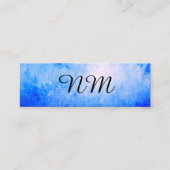 Chic Waterverf blauw met Monogram Mini Visitekaartje (Voorkant)