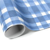 Chic Waterverf blauw Plaid patroon Cadeaupapier (Rol Hoek)