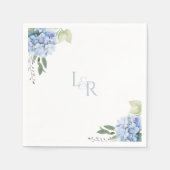 Chic Waterverf Blauw & Wit Hydrangea bruiloft Servet (Voorkant)