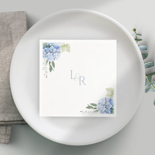 Chic Waterverf Blauw & Wit Hydrangea bruiloft Servet