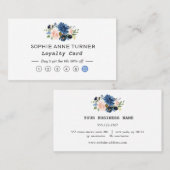 Chic Waterverf Blauwe Bloemen Zakelijk Klantenkaartje (Voorkant / Achterkant)