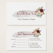 Chic Waterverf Bloem Motief Bourgondië Cadeaubon Visitekaartje (Voorkant /achterkant)