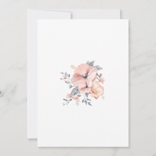 Chic Waterverf Bloemen Handschrift Script Trouwen Kaart (Achterkant)