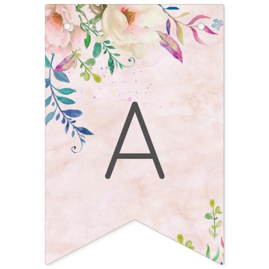 Chic Waterverf Bloemen Klasse Afstuderen Aangepast Vlaggetjes (Tweede vlag)