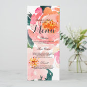 Chic Waterverf Bloemen Trouwmenu Menu (Staand voorkant)