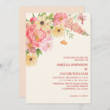 Chic Waterverf bloemenboter geel perzik Trouwen