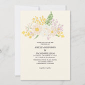 Chic Waterverf bloemenboter geel perzik Trouwen Kaart (Voorkant)