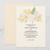 Chic Waterverf bloemenboter geel perzik Trouwen Kaart (Voorkant / Achterkant)