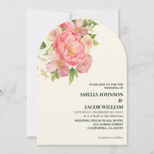 Chic Waterverf bloemenboter geel Trouwen Kaart (Voorkant)