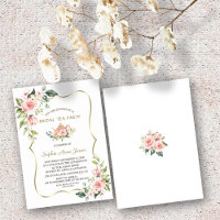 Chic Waterverf Blush Floral Gold Bridal Tea Party