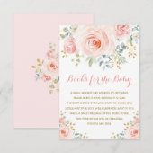 Chic Waterverf Blush Pink Floral Girl Baby shower Informatiekaartje (Voorkant / Achterkant)