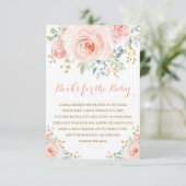 Chic Waterverf Blush Pink Floral Girl Baby shower Informatiekaartje (Staand voorkant)