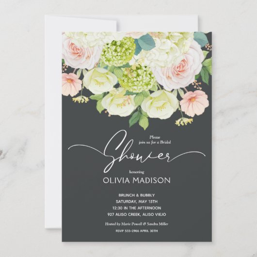 Chic Waterverf Blush Pink Floral Vrijgezellenfeest Kaart (Voorkant)