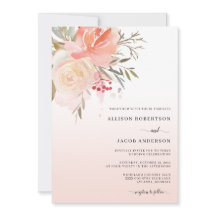 Chic Waterverf Blush Pink Peach Flower Weddenschap