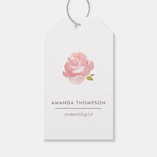 Chic Waterverf Blush Pink Rose Cadeaulabel (Voorkant)