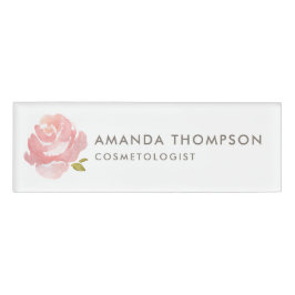 Chic Waterverf Blush Pink Rose Naambadge