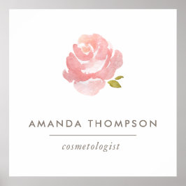 Chic Waterverf Blush Pink Rose Poster