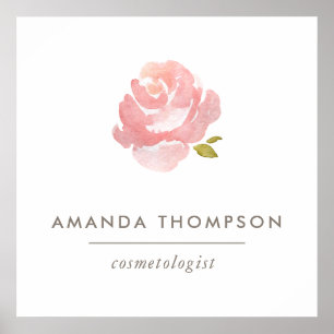 Chic Waterverf Blush Pink Rose Poster