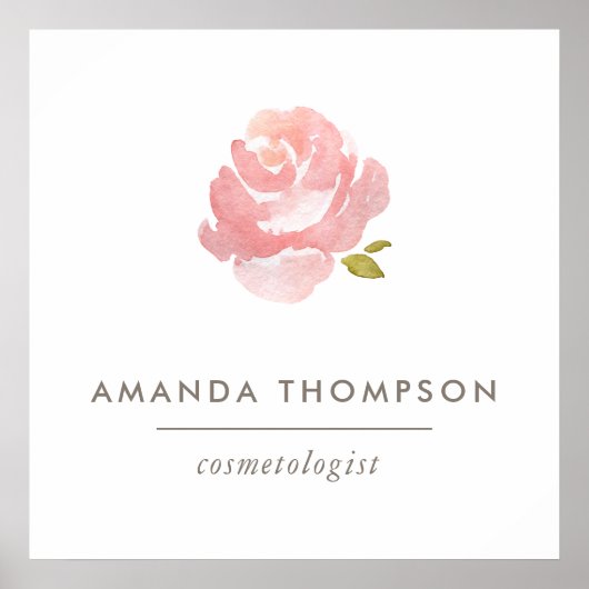 Chic Waterverf Blush Pink Rose Poster (Voorkant)