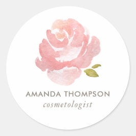 Chic Waterverf Blush Pink Rose Ronde Sticker