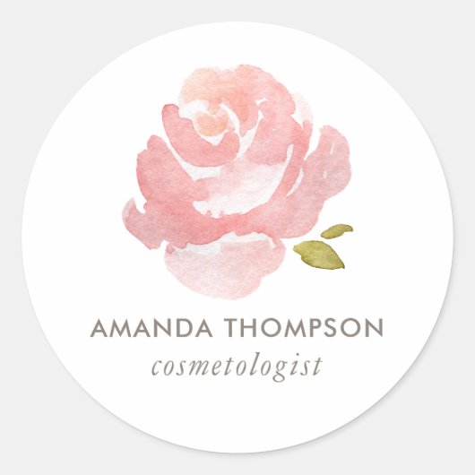 Chic Waterverf Blush Pink Rose Ronde Sticker (Voorkant)