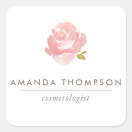 Chic Waterverf Blush Pink Rose Vierkante Sticker