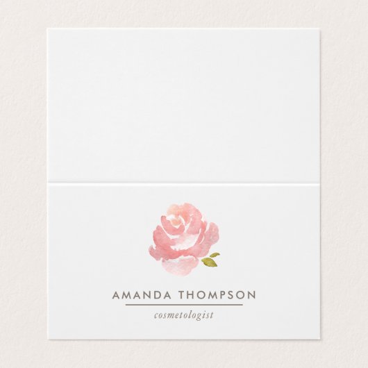 Chic Waterverf Blush Pink Rose Visitekaartje (Buitenkant ongevouwen)