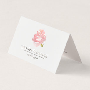 Chic Waterverf Blush Pink Rose Visitekaartje