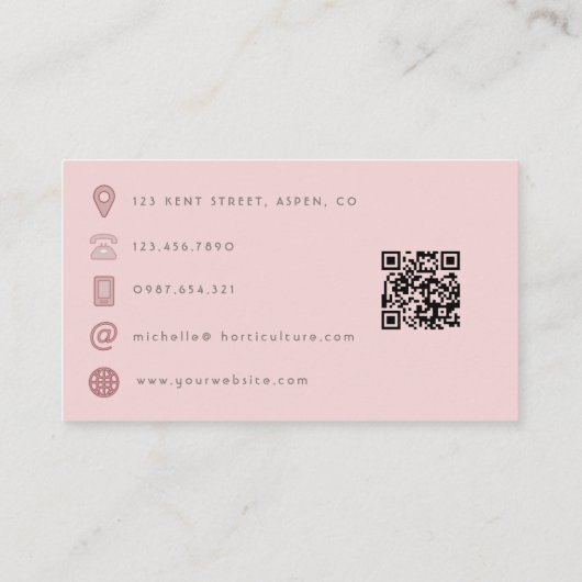 Chic Waterverf Blush Roze QR-code Visitekaartje (Achterkant)