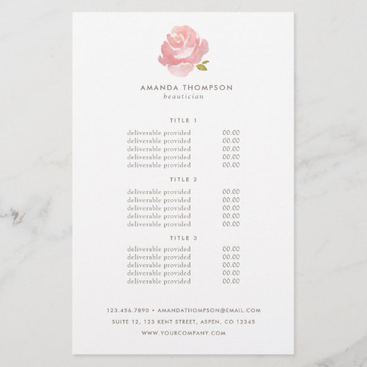 Chic Waterverf Blush roze roze prijzen & services Flyer (Voorkant)